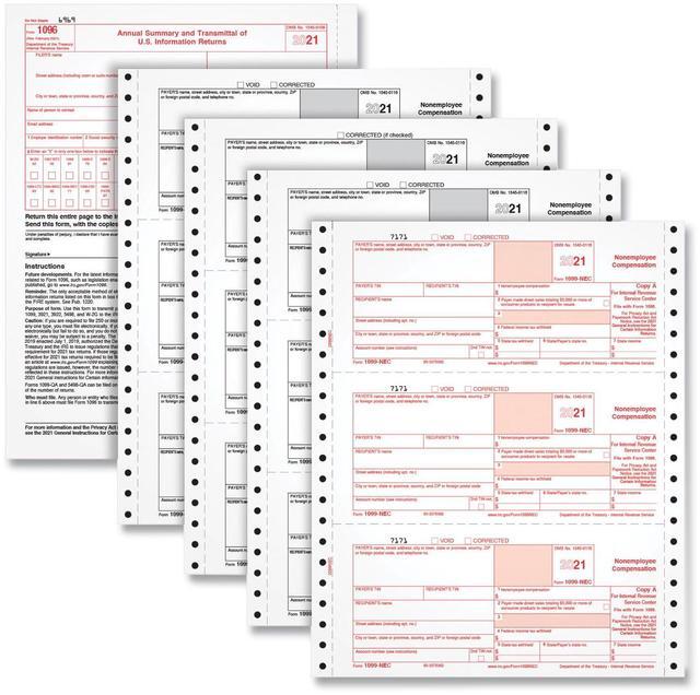 Main image of 4-Part 1099-NEC Continuous Tax Forms, 8.5 x 11, 24/Pack 2299NEC