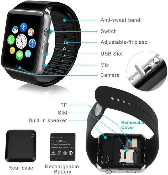 Alt view image 2 of 6 - Style Asia Touch Screen Bluetooth Enabled Smart Watch - Black Matte Finish