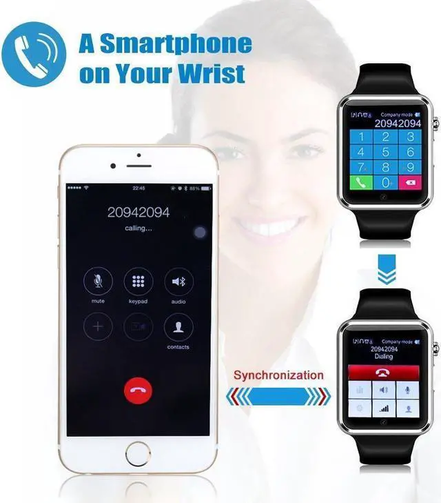 Alt view image 4 of 6 - Style Asia Touch Screen Bluetooth Enabled Smart Watch - Black Matte Finish
