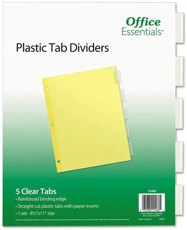 Alt view image 11 of 12 - Office Essentials Plastic Insertable Dividers 5-Tab Letter 11466