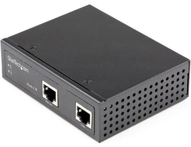 Main image of StarTech.com POEINJ30W Industrial Gigabit Ethernet PoE Injector - 30W 802.3at PoE+ Midspan 48V-56VDC DIN Rail Power Over Ethernet Injector Adapter - -40 to +75C Cameras/Sensors/WiFi Access (POEINJ30W)