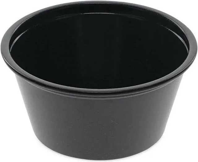 Alt view image 3 of 3 - Boardwalk BWKYS-200E Plastic Souffle Cups, 2 Oz., Black, 200/Bag, 12 Bags/Carton