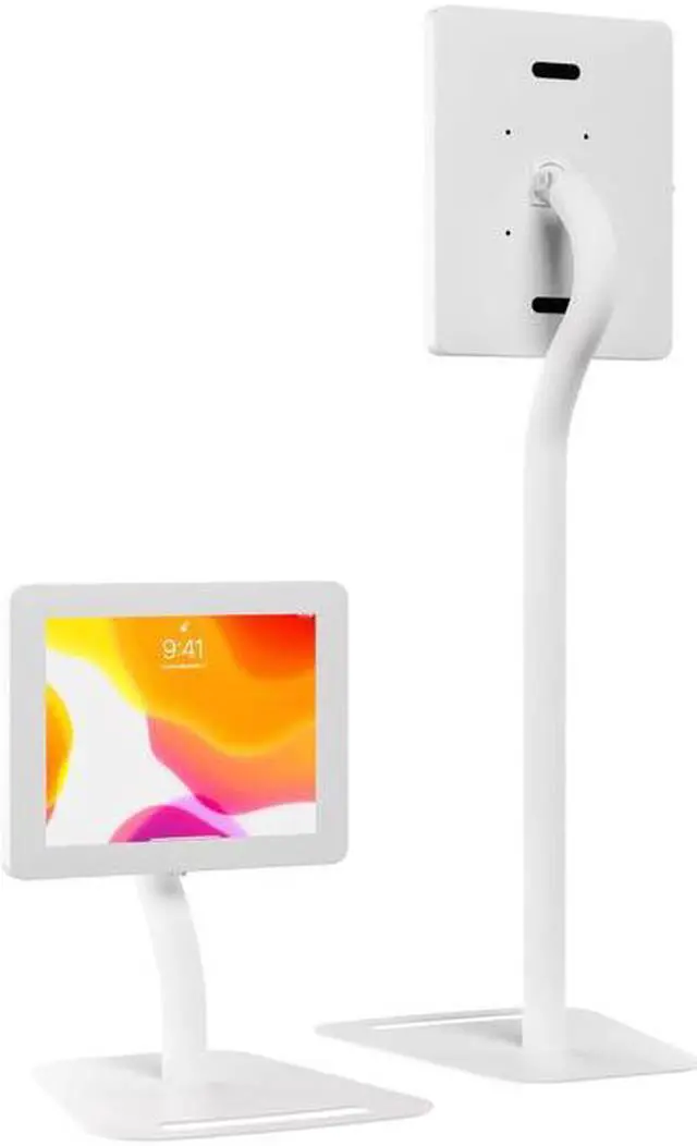 Alt view image 9 of 16 - CTA Digital Height Adjustable Floor-To-Desk Security Kiosk, White PADPARAFDW