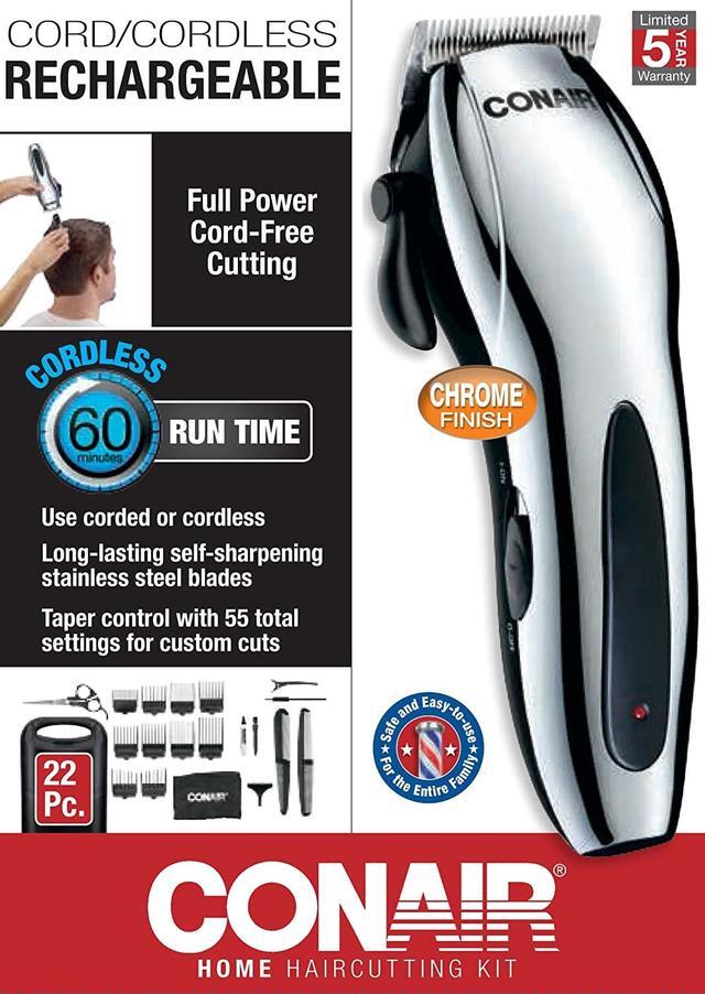 Alt view image 8 of 8 - Conair HC318RV  22-Piece Cord/Cordless Rechargeable Haircut Kit, 1 set