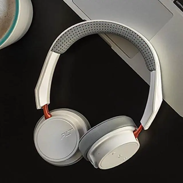 Alt view image 6 of 10 - Plantronics Backbeat 500 Series Bluetooth Wireless Headphones - White/Orange