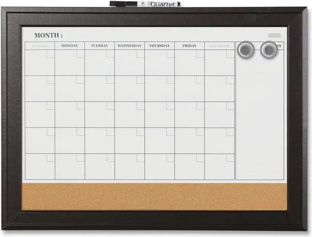 Alt view image 7 of 20 - Quartet Combination Magnetic Whiteboard Calendar & Corkboard 23x17 Black