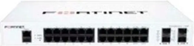 Main image of FortiSwitch-124F Layer 2 FortiGate switch controller compatible switch with 24x 1G RJ45 and 4x 10G/1G SFP+/SFP ports and 1x RJ45 console port. Fanless.
