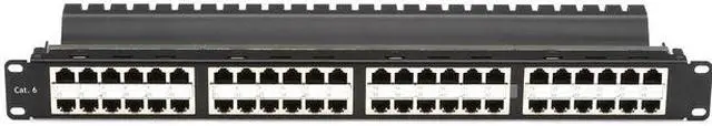 Alt view image 4 of 10 - Black Box JPM816A-HD CAT6 Patch Panel - Feed-Through, High-Density, 1U, Shielded, 48-Port