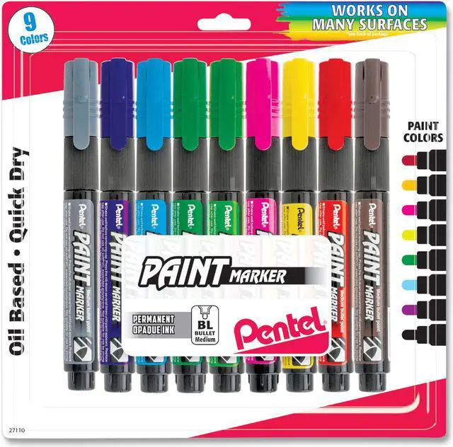 Alt view image 2 of 4 - Pentel Paint Marker Opaque Ink 0.3mm Bullet Tip 9/PK Assorted MMP20BP9M