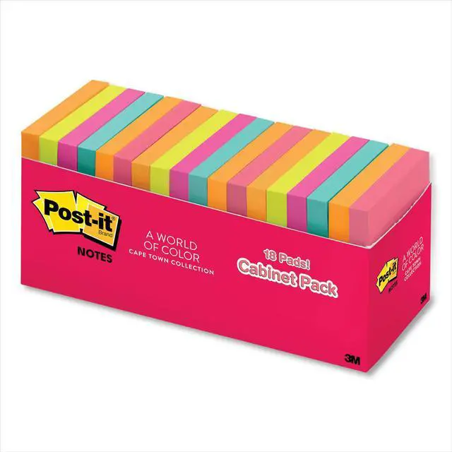 Alt view image 2 of 12 - Post-it Notes 3" x 3" Cape Town Collection 100 Sheets/Pad 1611322