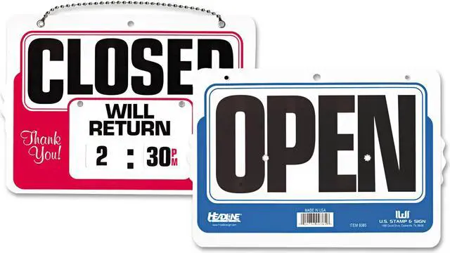 Headline Sign 9385 Double-Sided Open/Closed Sign w/Dial-A-Time Will ...