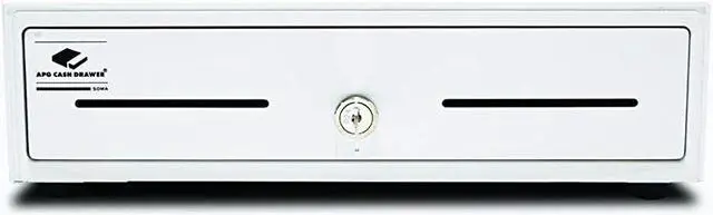 Main image of APG Entry Level- 13" Electronic Point of Sale Cash Drawer | Arlo Series EKDS320-1-W330-A10 | Printer Compatible with CD-101A Cable Included | Plastic Till with 4 Bill/ 5 Coin Compartments | White
