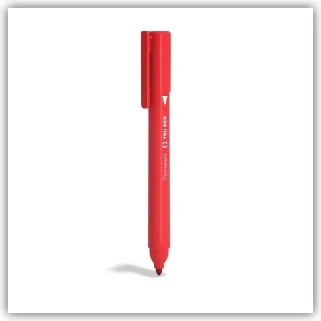 Alt view image 6 of 9 - TRU RED Pen Permanent Markers Fine Tip Red Dozen TR54539