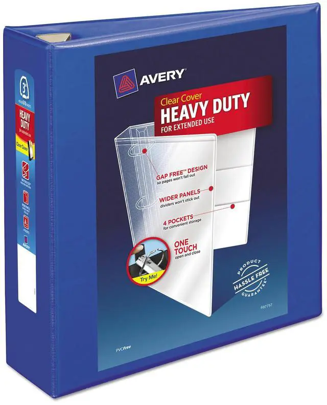 Alt view image 12 of 17 - Avery Heavy-Duty View Binder w/Locking EZD Rings 3" Cap Pacific Blue 79811