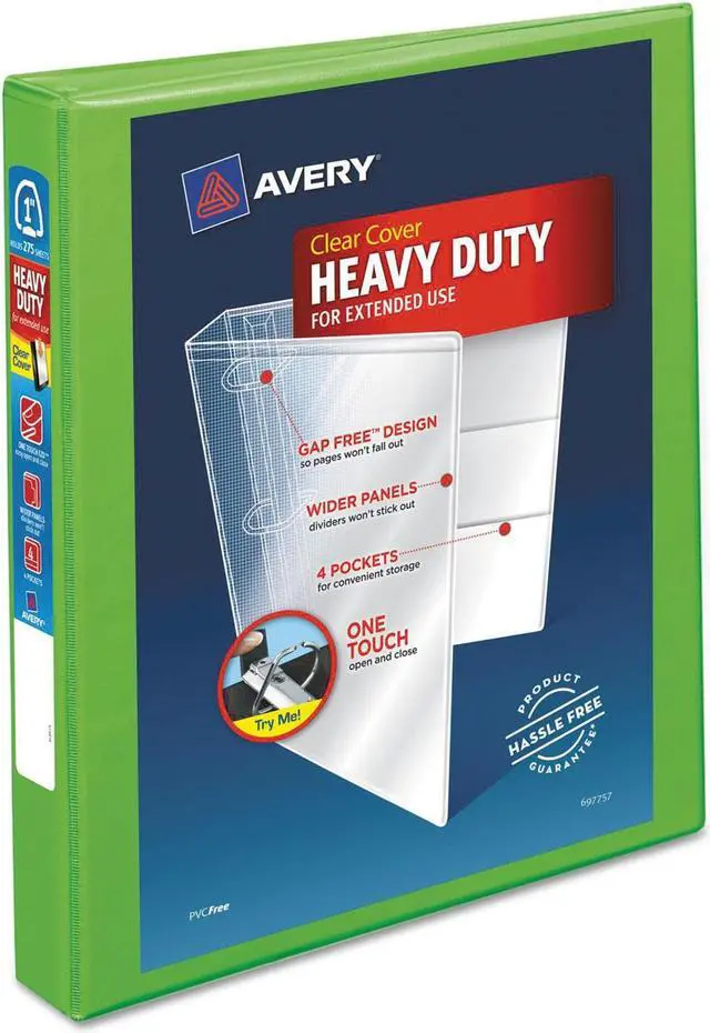 Alt view image 15 of 15 - Avery Heavy-Duty View Binder w/Locking EZD Rings 1" Cap Chartreuse 79770