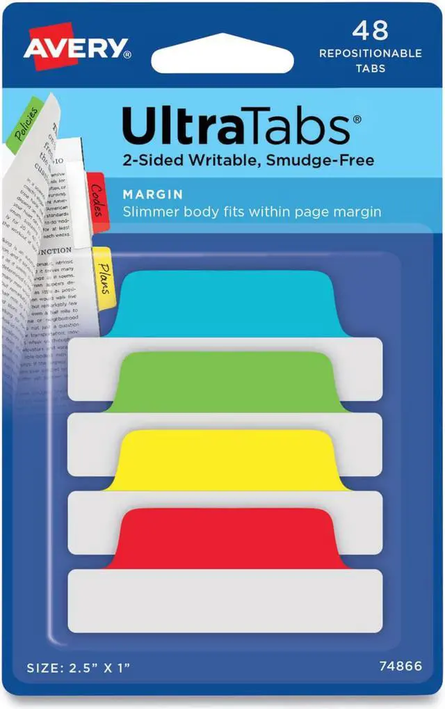 Alt view image 7 of 13 - Avery Tabs Repositionable 2-Sided 2-1/2"x1" 48/PK AST 74866