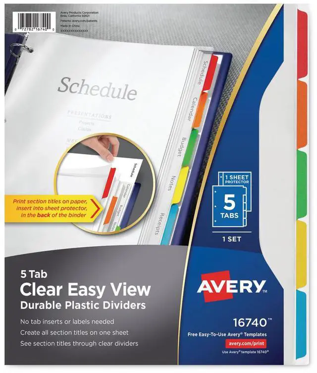 Alt view image 10 of 16 - Avery Clear View Plastic Dividers with Sheet Protector Multicolor 5-Tab Letter 16740