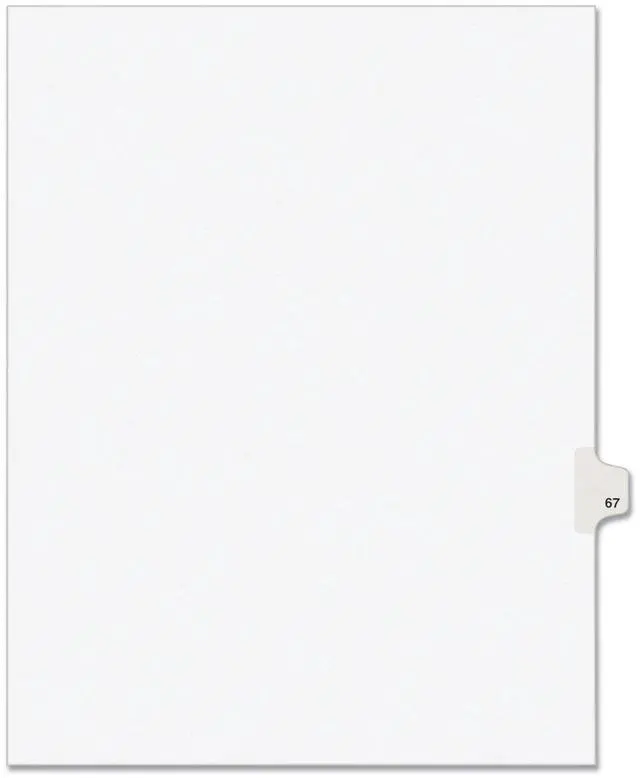 Alt view image 2 of 2 - Avery-Style Legal Exhibit Side Tab Divider Title: 67 Letter White 25/Pack 01067