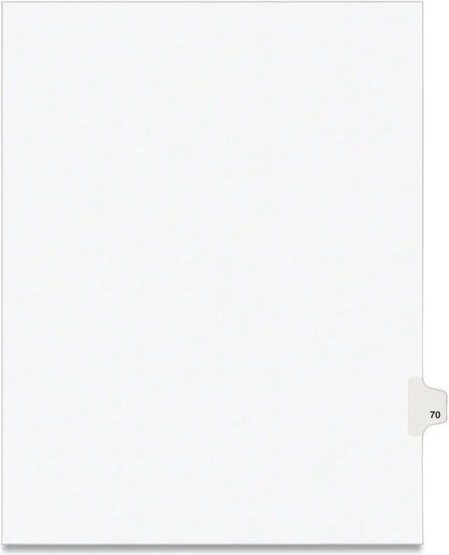 Alt view image 3 of 3 - Avery-Style Legal Exhibit Side Tab Divider Title: 70 Letter White 25/Pack 01070