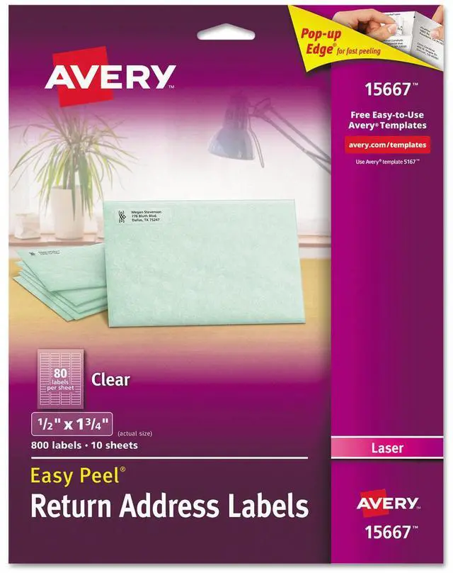 Alt view image 20 of 20 - Easy Peel Mailing Labels For Laser Printers, 1/2 X 1-3/4, Clear, 800/P