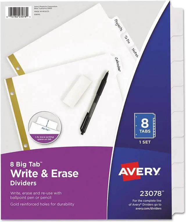 Alt view image 16 of 20 - Avery Write & Erase Big Tab Paper Dividers 8-Tab Letter 23078