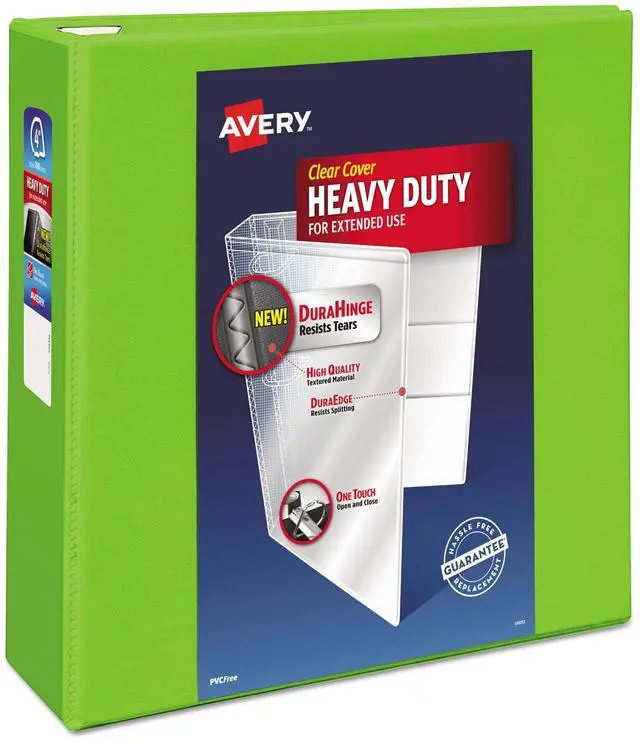 Alt view image 17 of 17 - Avery Heavy-Duty View Binder w/Locking EZD Rings 4" Cap Chartreuse 79812