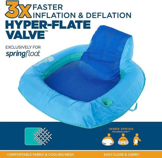 Alt view image 10 of 14 - SwimWays Spring Float SunSeat Water Pool Summertime Relaxation Lounge Seat, Blue
