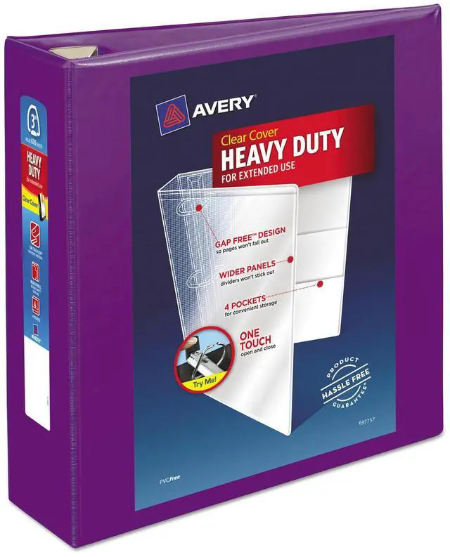 Alt view image 17 of 20 - Avery Heavy-Duty View Binder w/Locking EZD Rings 3" Cap Purple 79810
