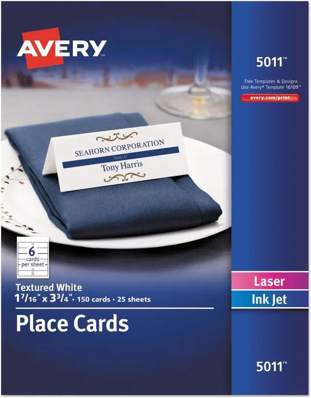 Alt view image 7 of 11 - Avery Small Place Cards, Matte, Two-Sided Printing, 1-7/16" x 3-3/4", 150 Cards (5011)