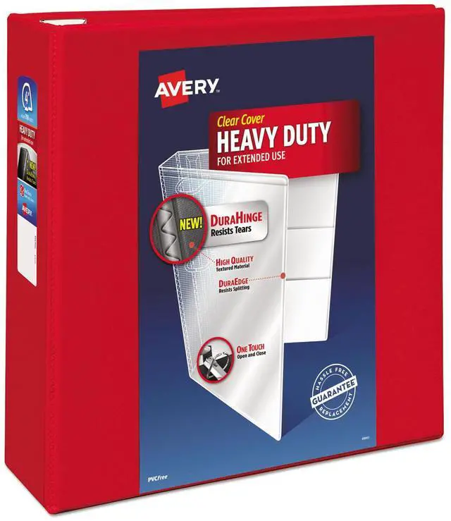 Alt view image 14 of 17 - Avery Heavy-Duty View Binder w/Locking 1-Touch EZD Rings 4" Cap Red 79326