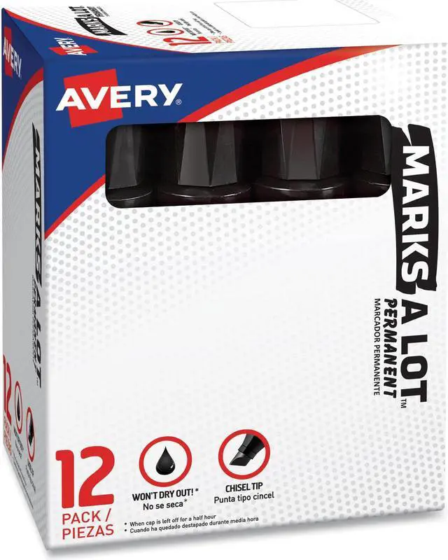 Alt view image 16 of 20 - Marks-A-Lot Jumbo Desk Style Permanent Marker Chisel Tip Black 24148