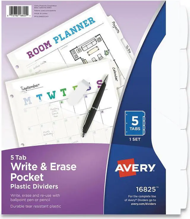 Alt view image 2 of 4 - Avery Dividers Plastic 5 Erasable Tabs Letter-size 1 Set 16825