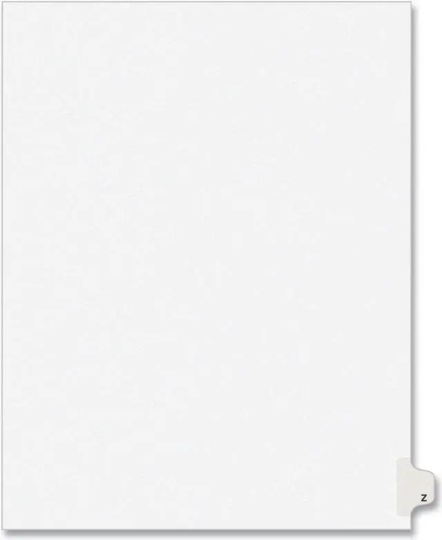 Main image of Avery 01426 Avery-Style Legal Side Tab Dividers, One-Tab, Title Z, Letter, White, 25/Pack