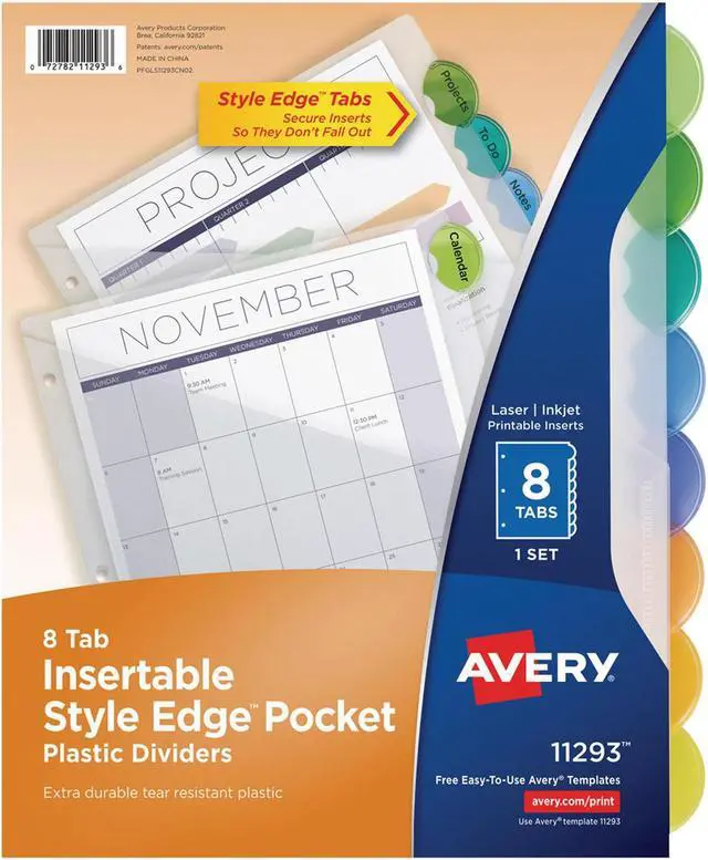 Alt view image 13 of 20 - Avery 11293 Style Edge Insertable Dividers with Pocket, 8-Tab