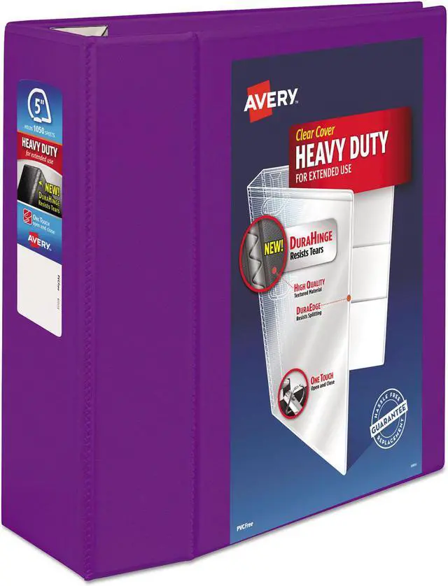 Alt view image 5 of 5 - Avery Heavy-Duty View Binder w/Locking EZD Rings 5" Cap Purple 79816