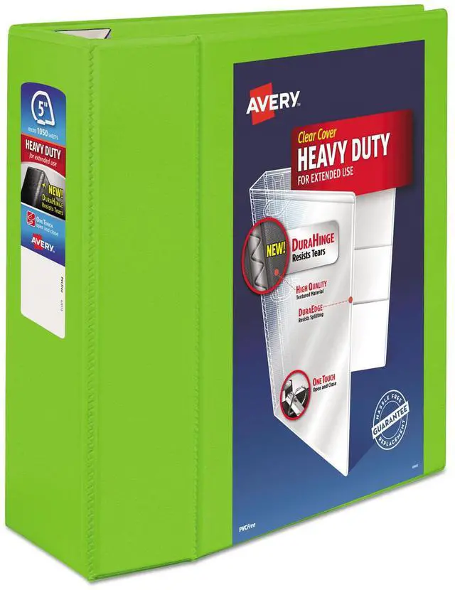Alt view image 6 of 13 - Avery Heavy-Duty View Binder w/Locking EZD Rings 5" Cap Chartreuse 79815