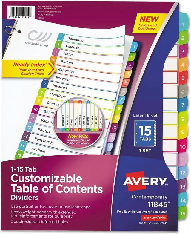 Alt view image 17 of 20 - Avery Ready Index Table of Contents Dividers Multicolor Tabs 1-15 Letter 11845