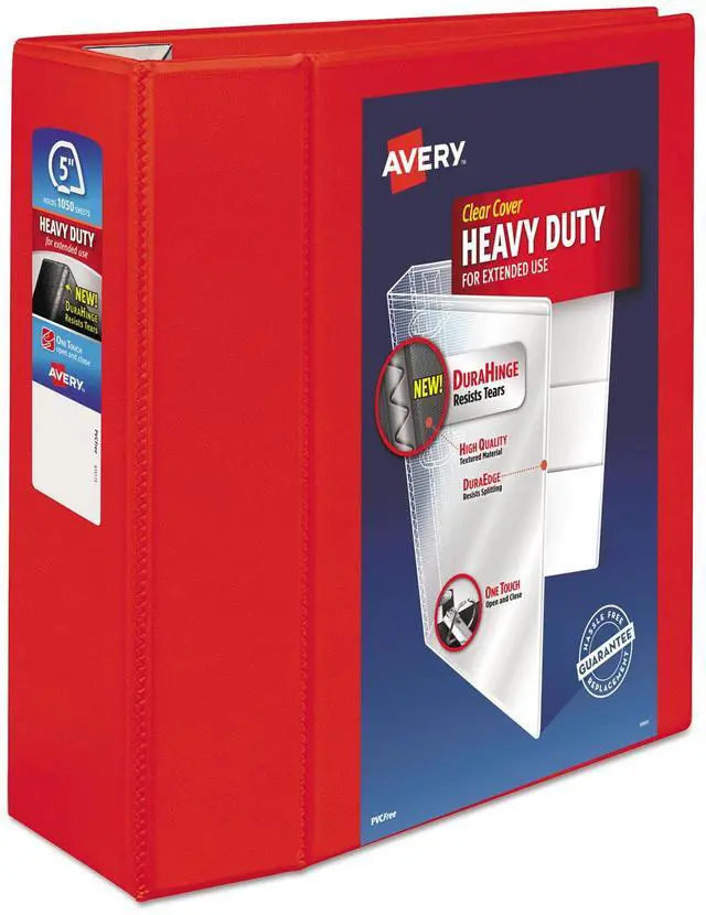 Alt view image 2 of 9 - Avery Heavy-Duty View Binder w/Locking 1-Touch EZD Rings 5" Cap Red 79327