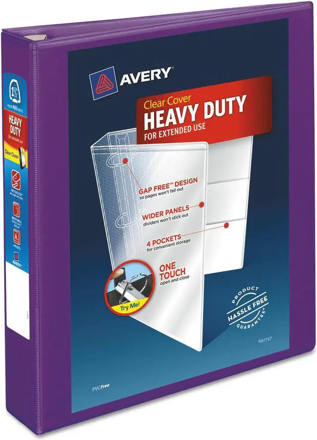 Alt view image 11 of 16 - Avery Heavy-Duty View Binder w/Locking EZD Rings 1 1/2" Cap Purple 79774