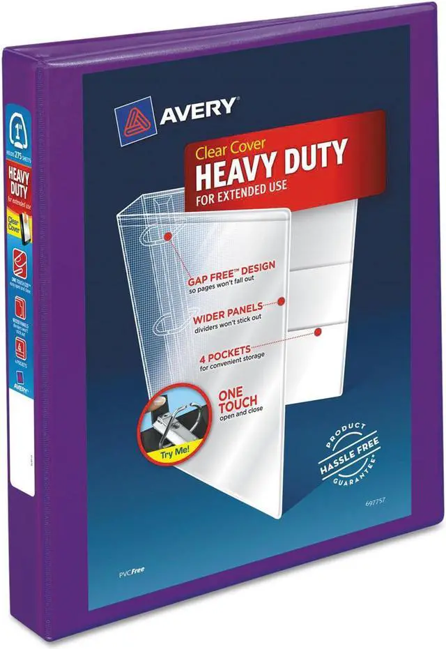 Alt view image 19 of 20 - Avery Heavy-Duty View Binder w/Locking EZD Rings 1" Cap Purple 79771