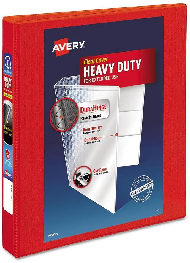 Alt view image 11 of 15 - Avery Heavy-Duty View Binder w/Locking 1-Touch EZD Rings 1 1/2" Cap Red 79171