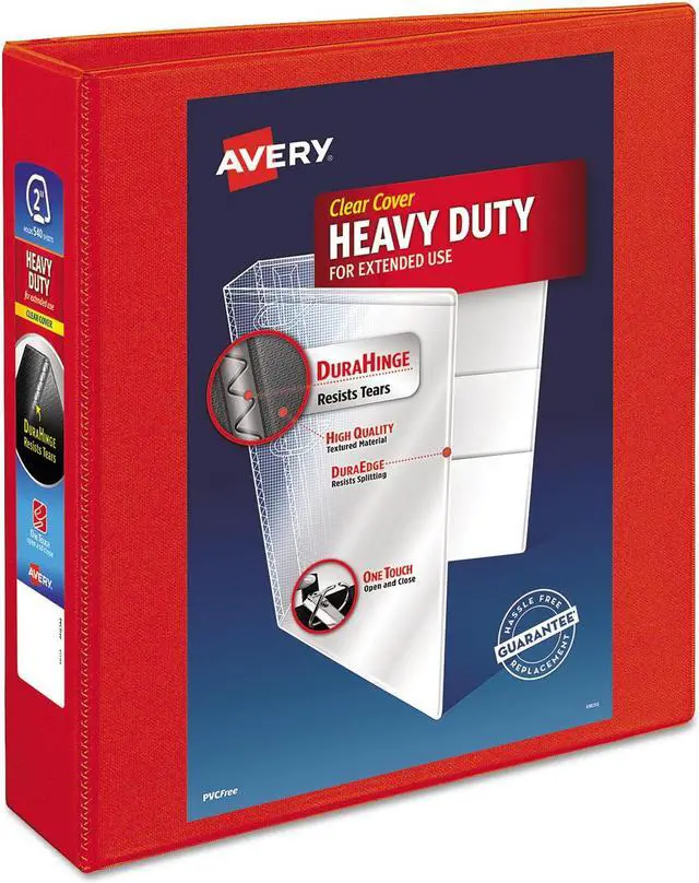 Alt view image 20 of 20 - Avery Heavy-Duty View Binder w/Locking 1-Touch EZD Rings 2" Cap Red 79225