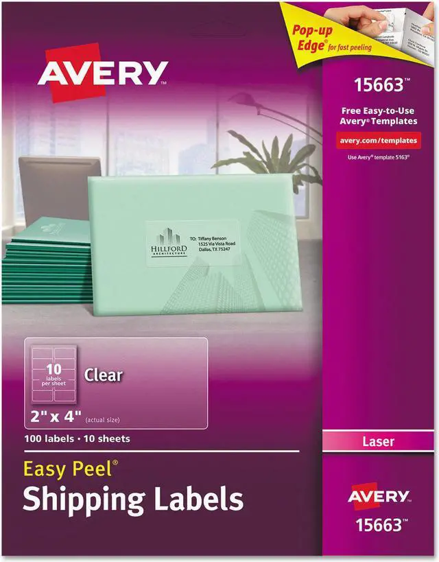 Alt view image 8 of 8 - Easy Peel Mailing Labels For Laser Printers, 2 X 4, Clear, 100/Pack