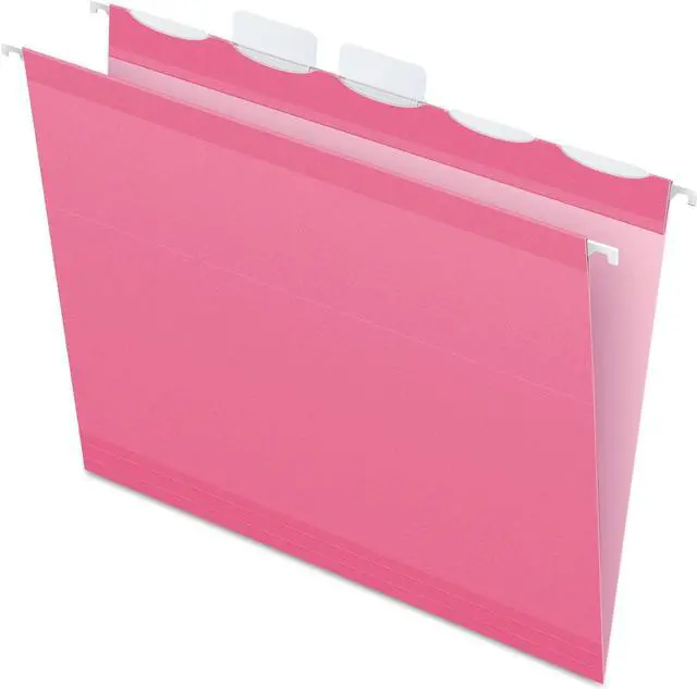 Main image of Pendaflex 90240 Ready-Tab Colored Reinforced Hanging File Folders, Letter, Pink, 20/Box