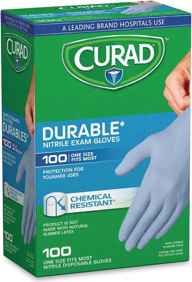 Alt view image 4 of 5 - Curad Nitrile Powder-Free Exam Gloves, 100 count