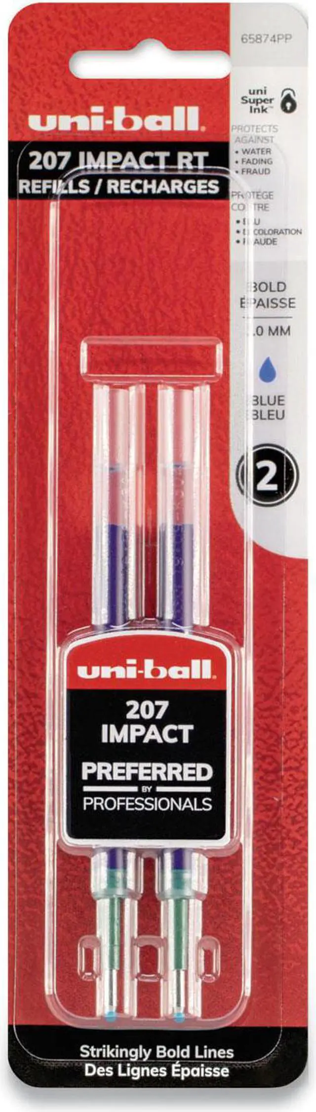 Alt view image 3 of 6 - uni-ball Refill for uni-ball Gel 207 IMPACT RT Roller Ball Pens ,REFILL,GEL,IMPCTRT,BE,2PK