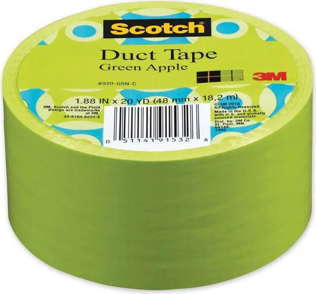 Alt view image 8 of 18 - 3m 20 Yards Green Apple Duct Tape  920-GRN-C