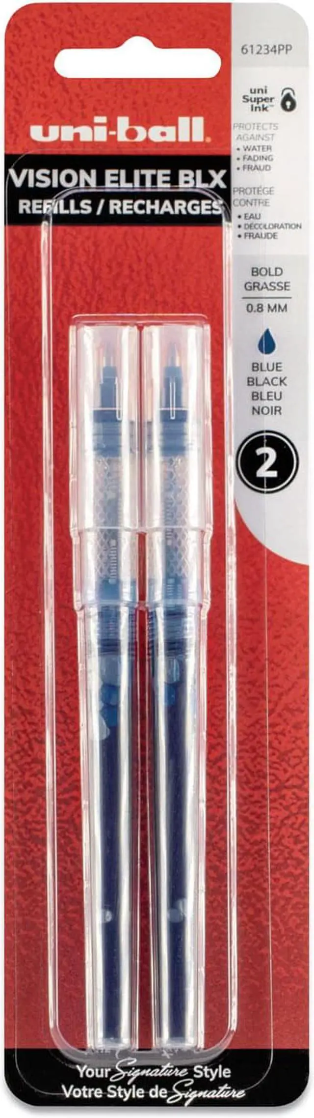 Alt view image 3 of 3 - uni-ball Refill for uni-ball Vision Elite Roller Ball Pens ,REFILL,RBALL,BLD,BEBK,2PK