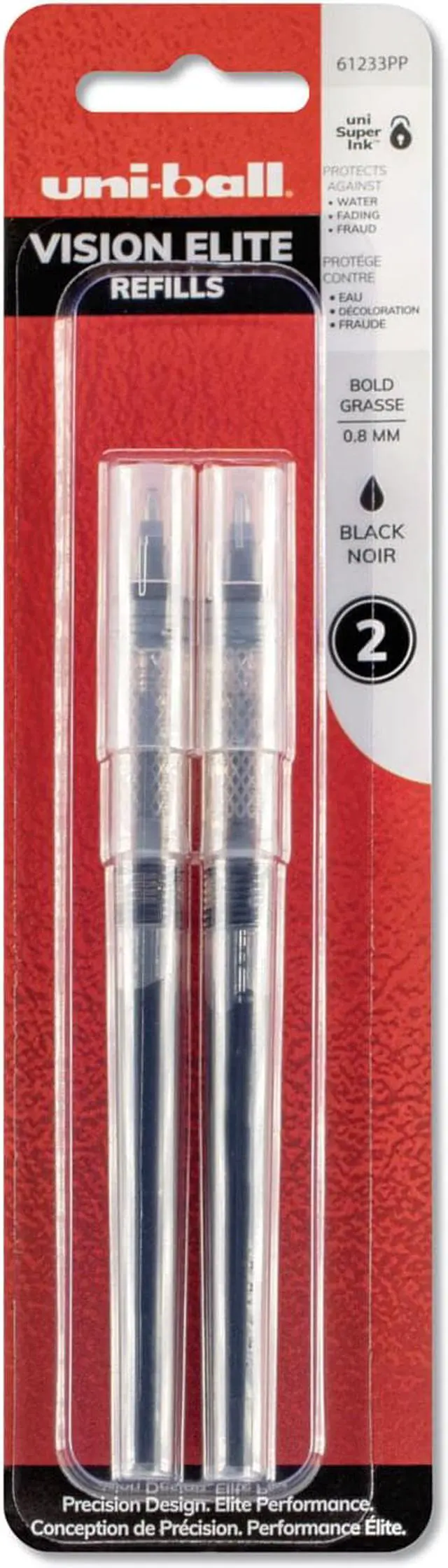 Alt view image 3 of 6 - uni-ball Refill for uni-ball Vision Elite Roller Ball Pens ,REFILL,RBALL,BOLD,BK,2PK