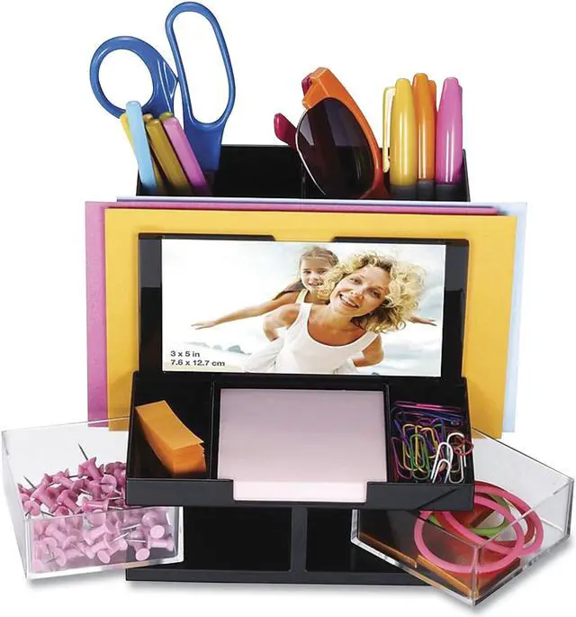 Alt view image 3 of 6 - Officemate International Corp. Desk Organizer 9 Comp Black/Clear 23112